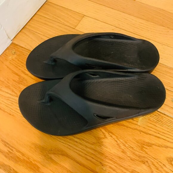 OOFOS OOriginal Sandals Navy Blue Mens 11 Womens 13 Thong Flip Flop - Picture 9 of 16